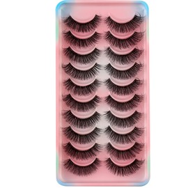 Clear Band False Eyelashes, 3D Fluffy Strip Eyelashes, D Curl Lash Strip, Natural False Eyelashes, Natural Wispies, Fluffy Eyelashes for Wispy Fake Eyelashes, Faux Eyelashes, Natural Look (DM17)