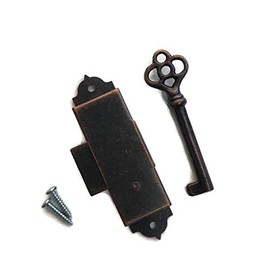 Antique Narrow Cabinet Door or Grandfather Clock Case Lock w/ Skeleton Key | L-5