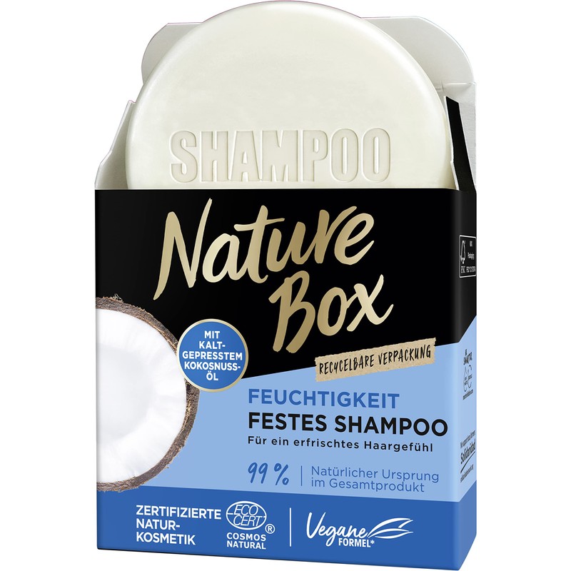 Nature Box Moisturising Solid Shampoo with Coconut Oil, Natural, Vegan