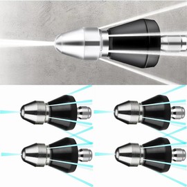 Sewer Cleaning Tool High-Pressure Nozzle, The Sewer Nozzle Creates 1 Front Jet and 6 Rear Jet,Sewer Jetter Kit for Pressure Washer, Fits Any Garden Hose Pipe Unclogger Cleaning Accessories - Quantity: 4 PCS Sewer Cleaning Tool High-pressure Nozzle Sew