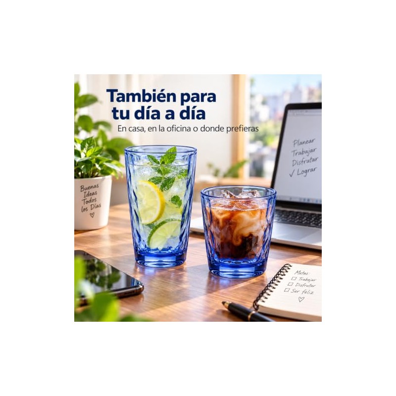 Vasos de plástico Irrompibles, Juego de 8 (4 Altos 16oz