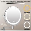 JANEEVA 8" Wall Mounted Lighted Makeup Mirror,Rechargeable Double Sided 1X/10X