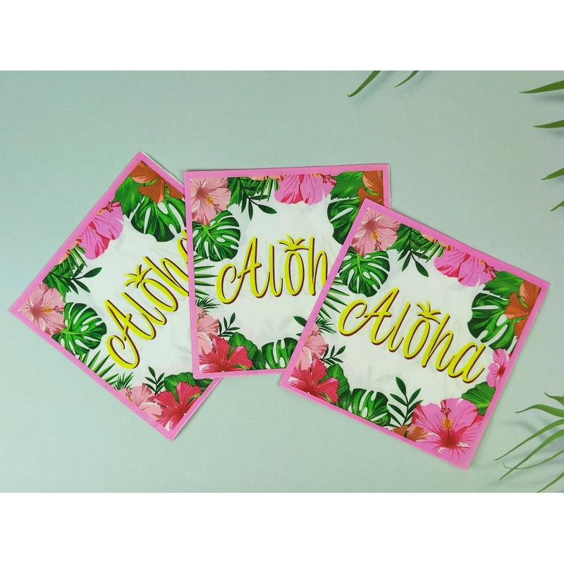 Hawaiian Napkins Disposable Paper, 32Pcs, 6.5in