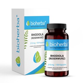 BIOHERBA - Rhodiola Rosea (Rosenwurz) 210 mg Hochdoisert, 100 Kapseln = 100 Tage – Mit Vitamin B6 - Unterstützt Nervensystem, Reduziert Müdigkeit, Adaptogene Eigenschaften, PZN 18217303