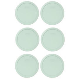 Pyrex 7402-PC Muddy Aqua Round Plastic Food Storage Replacement Lids - 6 Pack