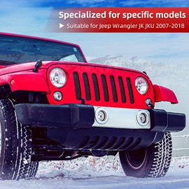 AggAuto Grill Mesh Insert Compatible With Jeep Wrangler JK JKU 2007-2018, Black Aluminum Alloy Metal Front Grille Insert Fit for Wrangler Accessories, Honeycomb Hole