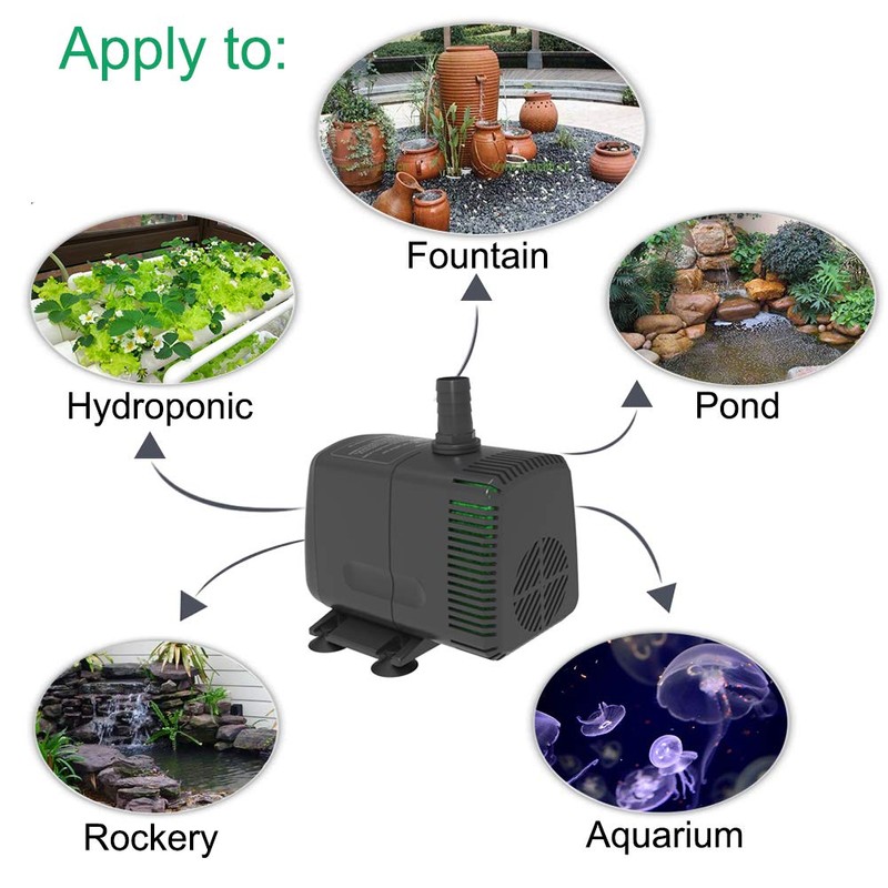 Knifel Submersible Pump 880GPH (3500L/H 60W) Ultra Quiet with Over