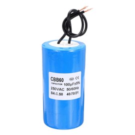 PATIKIL CBB60 100uf Running Capacitor,1Pcs AC 250V 2 Wires 50/60Hz Cylinder Blue 100x55mm for Water Pumps, Washing Machines Motor Start