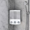 White Heavy Duty Plastic Three Chamber Wall Mount Soap Dispenser