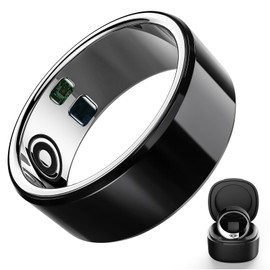 WeiQiuOutdr Smart Ring Health Tracker with Free Subscription, Fitness Sleep Heart Rate Blood Oxygen Tracking Ring with Charging Case,Great Gift,Black,US 10