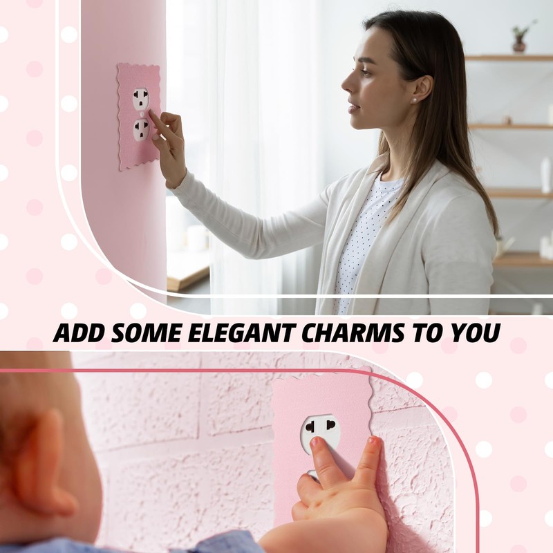 Relaxweex Pink Scalloped Duplex Outlet Covers Wall Plate Room Decor