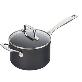 Le Creuset Essential Non-stick Ceramic Saucepan with Glass Lid, 3 qt.