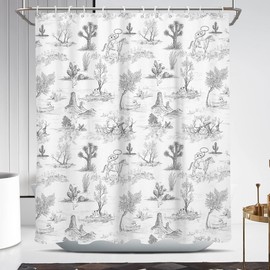 Coxila Frog Shower Curtain Funny Rustic Vintage Cowboy Cottagecore Black White Grey Gray Retro French Country Farmhouse Western Kids Boys Mens Teen Bathroom 60 x 72 Inch Polyester Fabric 12 Pack Hooks