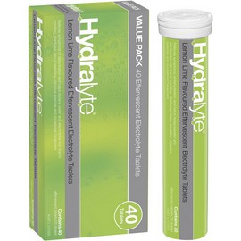 Hydralyte Effervescent Lemon Lime Electolyte Tablets 40 Tablets