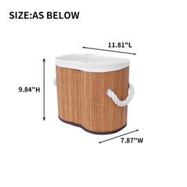 KINGWILLOW Woven Storage Basket, Bamboo Mat Basket with Lining and Double Cotton Rope Handles for Home Storage Decoration