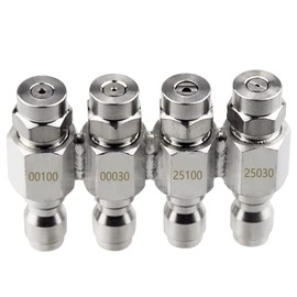 Saipor Pressure Washer Nozzles with 4-Tip Soft Wash Nozzle Tips Standard 1/4 Inch Quick Connect Stainless Steel 4 Way Tip Holder for Pressure Washing (00100/00030/25100/25030)
