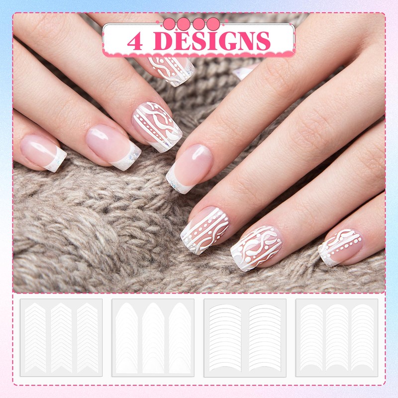 ElevateTech Adesivo per manicure francese, 40 fogli, per manicure francese,