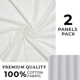 Cotton Curtains Long Durable Grommet with 2 panels 84 Length X 42 Width Inches White| Sheer Backdrop Window Curtain|Livingroom|Bedroom|Kitchen Decor Soft Pre-Washed Semi Black-out| Shading Drapes