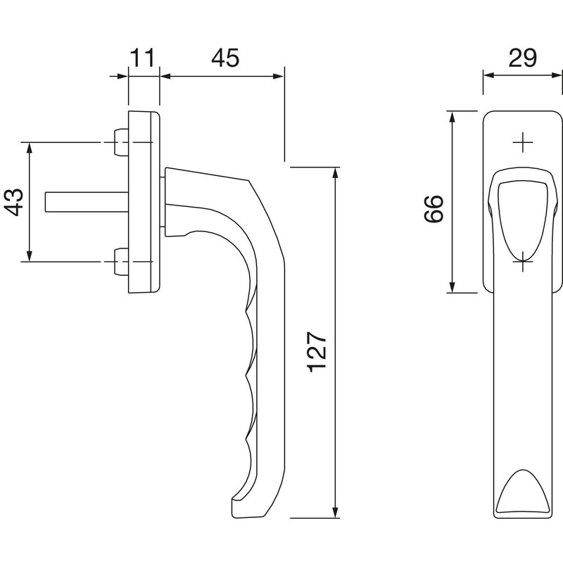 Hoppe London, rotational tilt window handle, 7/32 Al F1 –
