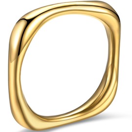 Jude Jewelers 3mm Width Stainless Steel Square Shaped Stacking Wedding Band Promise Statement Ring (Gold, 11)