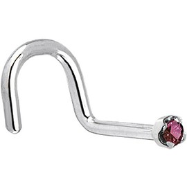 Body Candy Solid 18k White Gold 1.5mm (0.015 cttw) Genuine Purple Diamond Right Nose Stud Screw 18 Gauge 1/4"