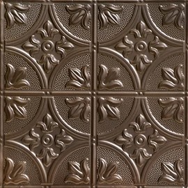 Shanko SKPC309 Tiptoe Stamped Metal Lay-in Tin Ceiling Tile (Covers/ 24 sq. ft.), Bronze, Pack of 6