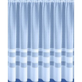 White Voile Net Curtain with Harbour Design - Two Metre Width (Drop 91cm (36”)) - Sheer Semi Transparent Slot Top Privacy Drapes