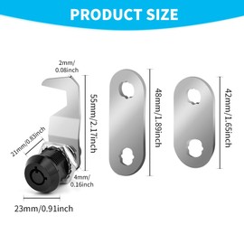 Quixleen 5/8 Inch Black Toolbox Lock Replacement, US General Cabinet Mortise Lock Keyed Alike with Keys for RV Storage Compartment Door Tool Cart Mailbox Lock (2 Pack, Silver)