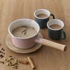 Fuji Enamel CTN-14M.LG One-Handle Pot, Milk Pan, Cotton Series, Light