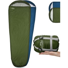 Outdoro Ultralight Sleeping Bag 800 g - Small Pack Size - Lightweight, Thin and Warm - Ideal Summer Sleeping Bag, Mummy Sleeping Bag for Men, Women, Adults (Green)