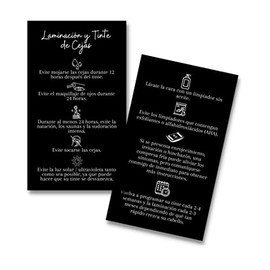 Spanish Brow Lamination & Tint Aftercare Card | Lamination y Tinte de Cejas | Brow Lamination Supplies | Physical Printed 2 x 3.5” inches Business Card Size