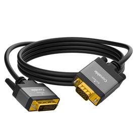 Active DVI to VGA Cable 20 FT, Uni-Directional DVI-D 24+1 to VGA Cord, Gold-Plated Connectors, 1080P Full HD for HDTV, PC, Host, Laptop, Monitor, Projector, Black Cable