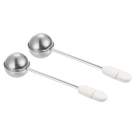 uxcell 2 Pcs Tea Infuser Filter, Loose Tea Steeper, Stainless Steel Tea Strainer, Tea Ball with Handle for Brew Loose Leaf Tea, White