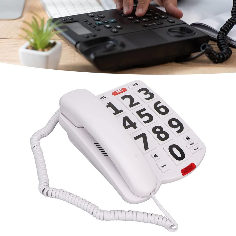Large Button Phone for Seniors, Simple Classic Corded Landline Phone,