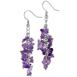 KYEYGWO Healing Crystal Earrings for Women, Stone Dangle Hook Earrings, Tumbled Stones Earrings, Quartz Gemstone Earrings, Stylish Scmuck for Women, amethyst, #1-Amethyst