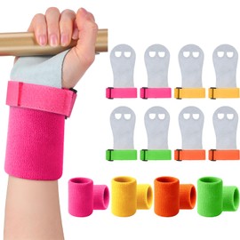 Soulchen 8 Pcs Gymnastics Grips for Girls Gymnastic Hand Grips Wristbands Gloves Gymnastic Bar Palm Protection Equipment Sports Accessories for Workout Exercise (Teal,Rose Red,Yellow,Orange)