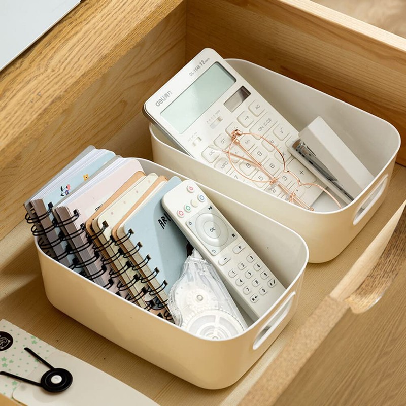 Hwtcjx Set of 6 Storage Boxes, Organiser with Handle, Plastic