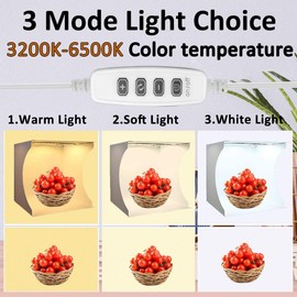 DUCLUS Photo Light Box 30cm / 12 inch, Lightbox Photography Kit with Adjustable 3 Colors Lights & 10 Brightness Levels, 6 Backdrops for Jewellery Small Product Photography