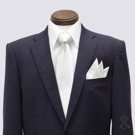 Gran Creer 3 Peaks or Puffs to Choose from, Necktie, Just Insert, Pocket Square Set, 100% Silk, Made in Japan, Fujiyama Weaving, Mount, One Piece Grand Creer, 3 Peaks Set White