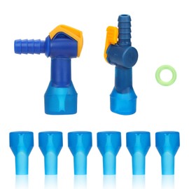 6st Bite Valve with 2 Straight and Angled Hose Connector for Camelbak, Mouthpiece Replacement Accessories Includes Hose O-Ring for Hydration Bladder Backpack Water Reservoir