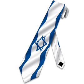 Three Rooker Israel Flag Necktie Mens Star of David Tie Jewish Neckties Flag Ties for Men