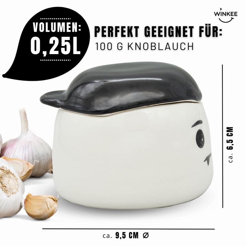 Winkee Original - Vampir Knoblauch Röster & Aufbewahrungsbehälter I Ceramic