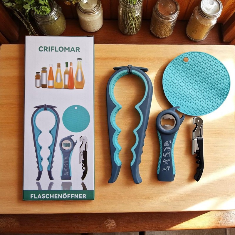 4 in 1 Jar Opener Set - Non-Slip Handle, Easy
