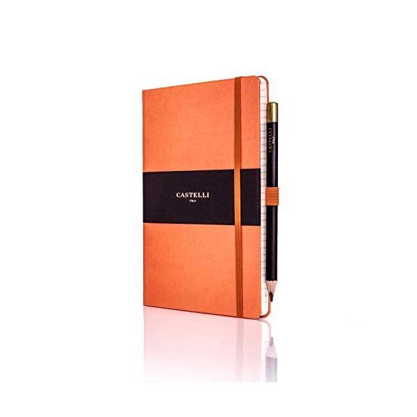 Castelli RQ24/25-452 Medium Lined Ruled Tucson Notebook - Orange