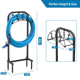 Kesito Kesito Garden Hose Holder, Water Hose Holder with 4 Spikes, Hose Reel Holds 150ft Hose, Freestanding, Heavy Duty Hose Stand Hose Hanger Hose Storage Hose Organizer for Outside Lawn Yard