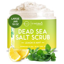 O NATURALS O Naturals Ultra Cleansing Body Scrub - Organic Lemon & Mint Dead Sea Salt Scrub - Skin Exfoliating Body Scrub Exfoliator & Foot Scrub, Body Exfoliator & Exfoliating Face Scrub Fights Acne & Dead Skin
