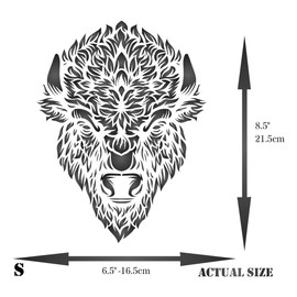Bison Head Stencil, 6.5 x 8.5 inch - Classic American Buffalo Bison Head