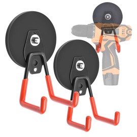 Pack of 2 Magnetic Hooks, Extra Strong, 88 mm Magnets with Hooks, Non-Slip Coating, Large Magnetic Hooks, Heavy Duty for Hanging, Neodymium Magnets Hooks for Tools, Grill, Cordless Drills