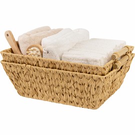 GRANNY SAYS 2-Pack Wicker Storage Baskets, Wicker Baskets for Organizing, Large Basket with Handles, Waterproof Woven Basket, Storage Baskets for Shelves