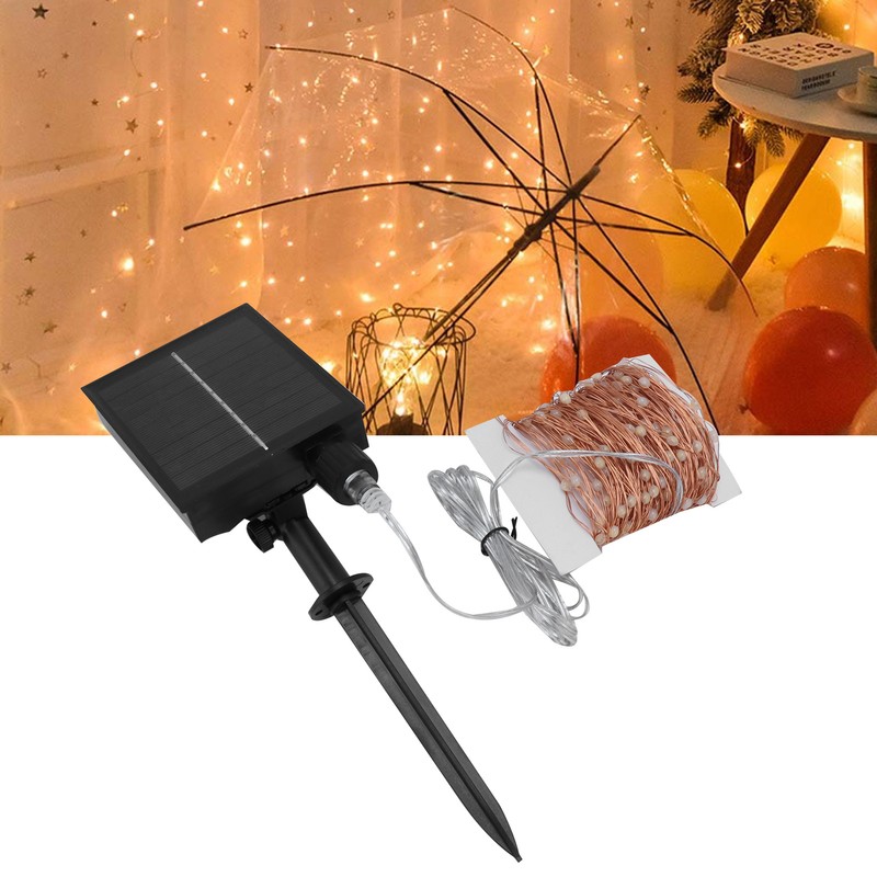 22m String Lights Solar Copper Wire 200LEDs Remote Control Lamp